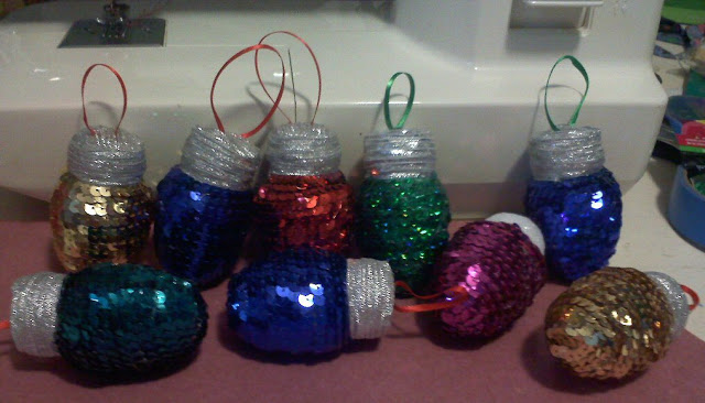 sequin lightbulb ornaments