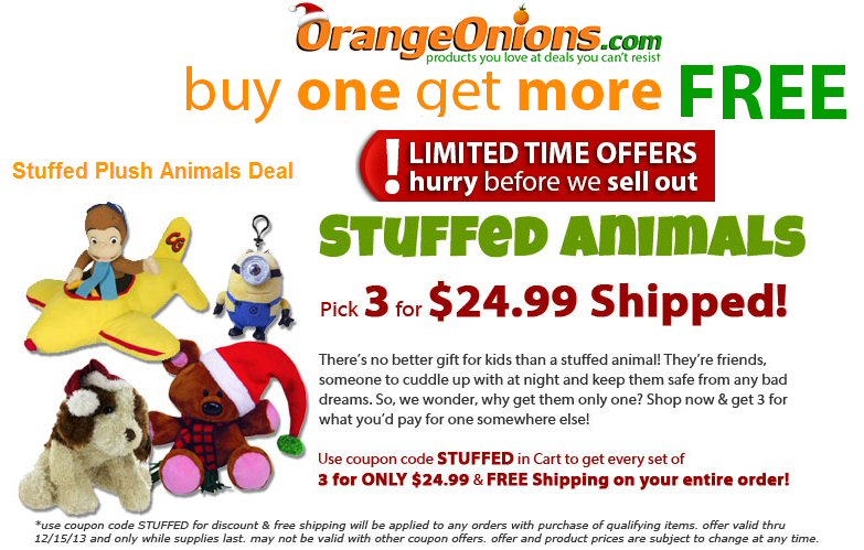 stuffed animals at Orange Onion