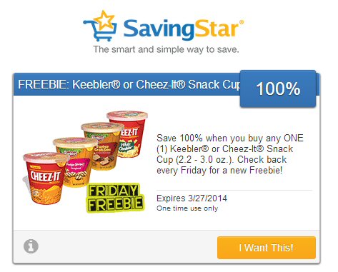SavingStar Freebie Keebler or Cheeze It