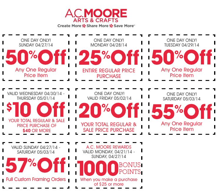 AC Moore Coupons April 27 Calvary Couponers