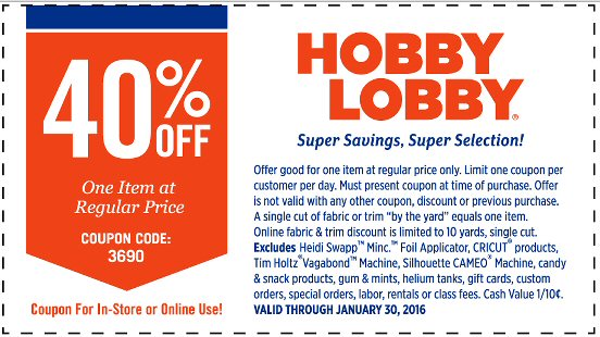 Hobby Lobby coupon Jan 24 CalvaryCouponers