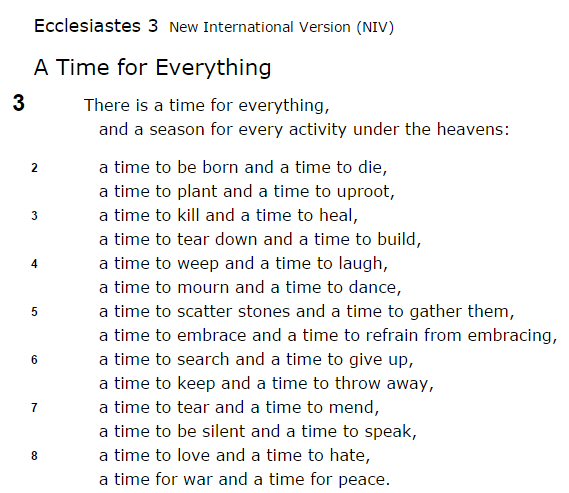 Ecclesiastes 3 Time Calvary Couponers