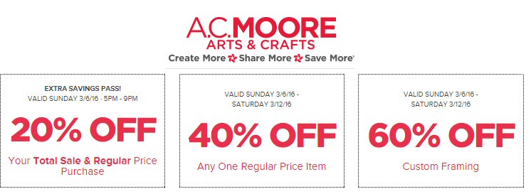 AC Moore coupons 3-6-16 Calvary Couponers and Crafters