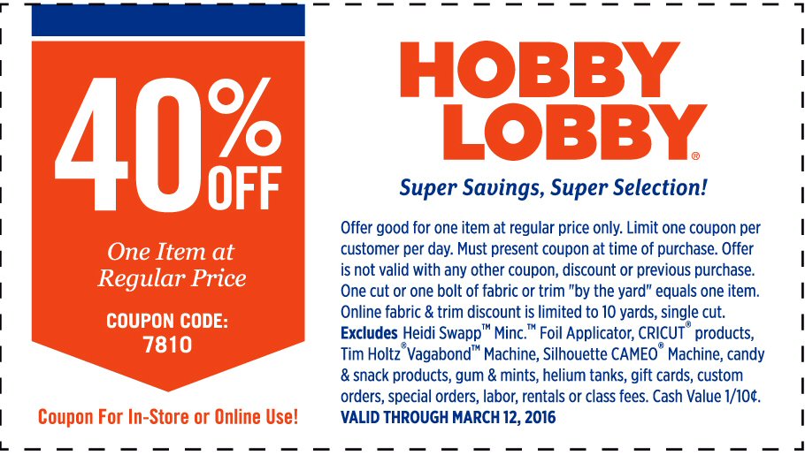 Hobby Lobby coupons 3-6-16 Calvary Couponers and Crafters