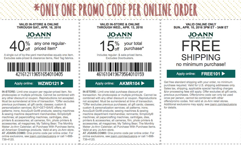 JoAnn Coupons 4-10 Calvary Couponers and Crafters