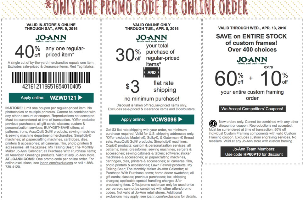 JoAnn Coupons 4-3 Calvary Couponers and Crafters