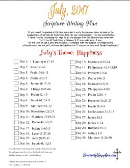 July 2017 Scripture Writing Plan