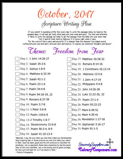 October 2017 Scripture Writing Plan