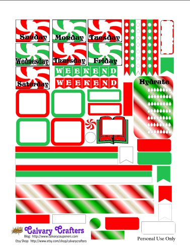 Christmas Candy Printable Planner Stickers 1 of 2