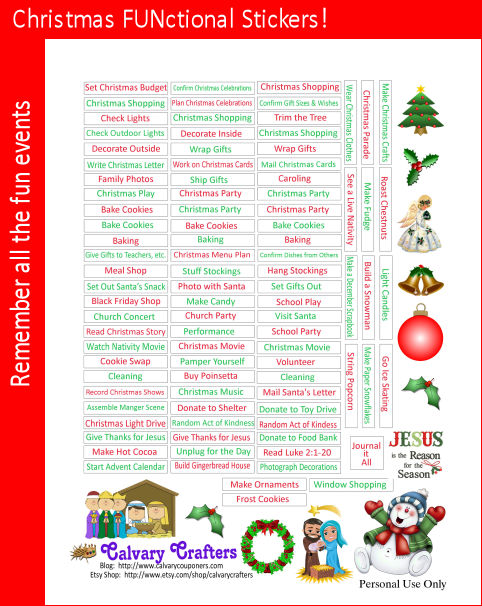 Christmas Functional Printable Planner stickers for the Classic-sized Happy Planner