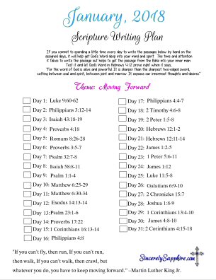 January 2018 Scripture Writing Plan