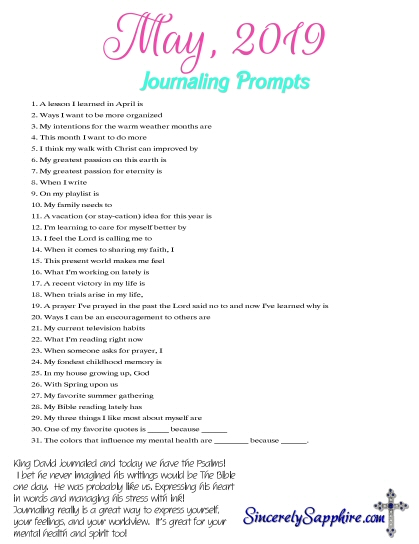 May, 2019 Journaling Prompt Plan | Calvary, Couponers, and Crafters